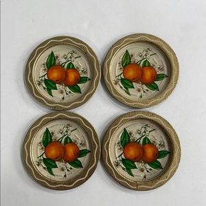 Vintage oranges Ashtrays tin mcm mini tin very nice shape for age.